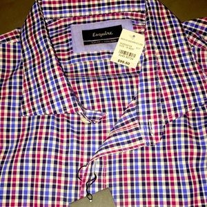 NWT Esquire Blue & Pink 18 36/37 Tall Dress Shirt